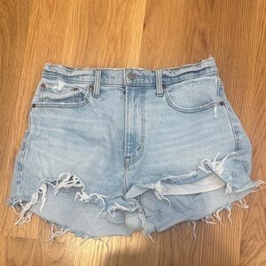 Abercrombie & Fitch Light Blue Ripped Jean Shorts